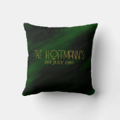 エレガントなエメラルドグリーンとゴールドの写真コラージュ クッション (裏面)