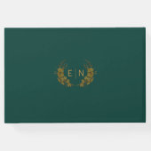 エレガントなエメラルドグリーンとゴールドの花のゲストブック ゲストブック (裏面)