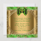 エレガントなエメラルドグリーンとゴールドの誕生日パーティー 招待状 (裏面)