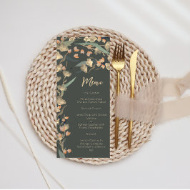 エレガントなエメラルドグリーンとベージュのワイルドフラワーボタニカル メニュー