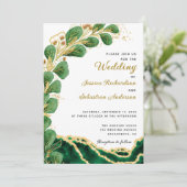 エレガントなエメラルドグリーンのアゲートユーカリの結婚式 招待状 (スタンド正面)