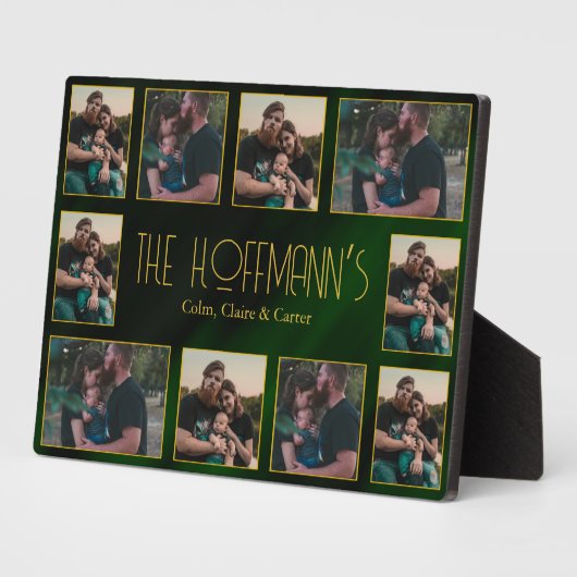 エレガントなエメラルドグリーンのゴールドフレーム10 家族写真 フォトプラーク (側面)