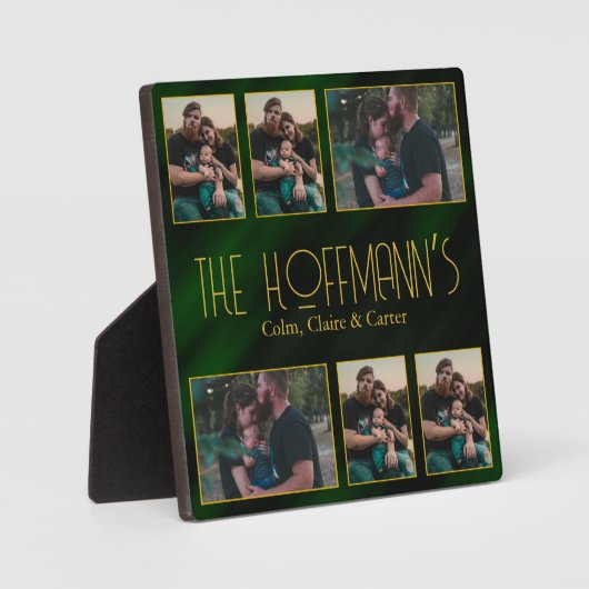 エレガントなエメラルドグリーンのゴールドフレーム 6 家族写真 フォトプラーク (正面)