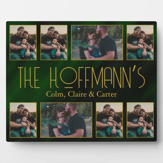 エレガントなエメラルドグリーンのゴールドフレーム 8 家族写真 フォトプラーク (正面)