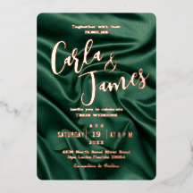 エレガントなエメラルドグリーンのシルクゴールドのモダンウェディング