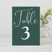 エレガントなエメラルドグリーンのシンプルな大きなテーブルナンバー 招待状 (スタンド正面)