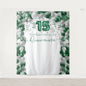 エレガントなエメラルドグリーンのスパークル キンセアニエラ バルーン タペストリー (正面)