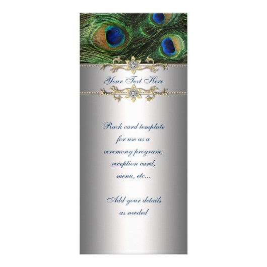 エレガントなエメラルドグリーンのピーコックラックカード ラックカード (正面)