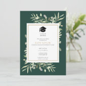 エレガントなエメラルドグリーンの植物の写真 卒業パーティー 招待状 (スタンド正面)