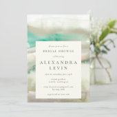 エレガントなエメラルドグリーンの水彩画 ブライダルシャワー 招待状 (スタンド正面)
