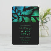 エレガントなエメラルドグリーンの水彩花緑の結婚式 招待状 (スタンド正面)