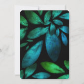 エレガントなエメラルドグリーンの水彩花緑の結婚式 招待状 (裏面)