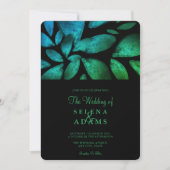 エレガントなエメラルドグリーンの水彩花緑の結婚式 招待状 (正面)