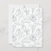 エレガントなエメラルドグリーンの花のウェディングリハーサル 招待状 (裏面)