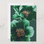 エレガントなエメラルドグリーンの花のモダンな結婚前お披露目パーティー 招待状 (裏面)