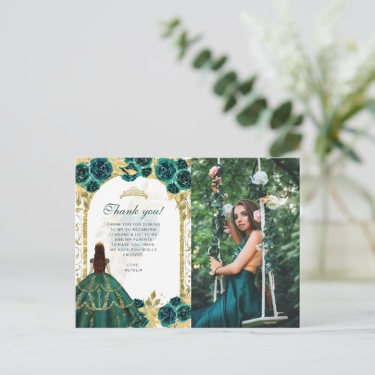 エレガントなエメラルドグリーンの花の写真のキンセアニエラ ポストカード (スタンド正面)