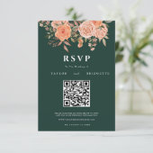 エレガントなエメラルドグリーンの花の秋の結婚式ウェルカムサイン 出欠カード (スタンド正面)