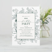 エレガントなエメラルドグリーン60歳誕生日フラワーズ 招待状 (スタンド正面)