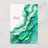 エレガントなエメラルドティールマーブル水彩ウェディング エンクロージャーカード (裏面)