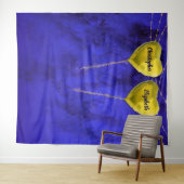 エレガントなエンゲージメントハートウェディングフォトバックドロップブルー タペストリー (インサイチュ(横))