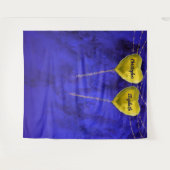 エレガントなエンゲージメントハートウェディングフォトバックドロップブルー タペストリー (正面(横))