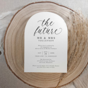 エレガントなエンゲージメントパーティー ブラック＆ホワイト 招待状