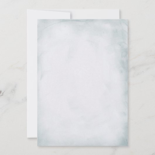 エレガントなエンゲージメント ブルー ライラックとアイボリーのバラ 招待状 (裏面)