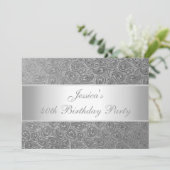 エレガントなエンボスの銀のペイズリーの白人のパーティー 招待状 (スタンド正面)