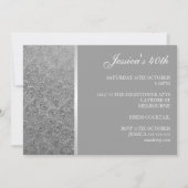 エレガントなエンボスの銀のペイズリーの白人のパーティー 招待状 (裏面)