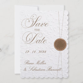 エレガントなエンボス加工の結婚式招待状（Save the Date） 招待状