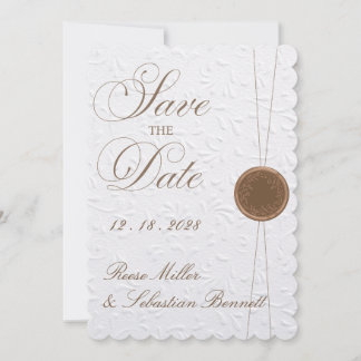 エレガントなエンボス加工の結婚式招待状（Save the Date） 招待状