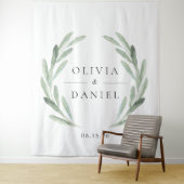 エレガントなオリーブの枝の花輪 ウェディングバックドロップ タペストリー (インサイチュ)