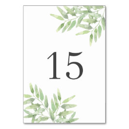 エレガントなオリーブの枝。ボタニカル サマーの結婚式 テーブルナンバー