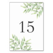エレガントなオリーブの枝。ボタニカル サマーの結婚式 テーブルナンバー (裏面)