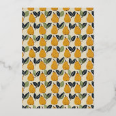 エレガントなオリーブの梨のイラスト 箔招待状 (裏面)