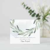 エレガントなオリーブの葉のブライダルシャワー レシピカード (スタンド正面)