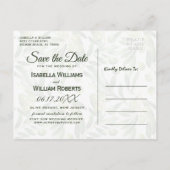 エレガントなオリーブの葉 ボヘミアンガーデン セーブ・ザ・デート 案内ポストカード (裏面)