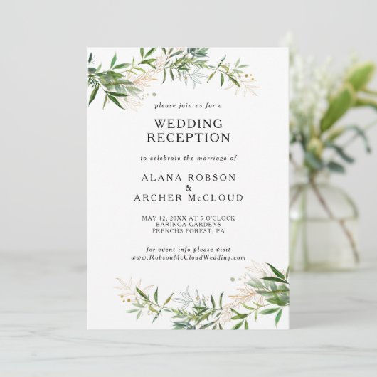 エレガントなオリーブグリーンのガーデンウェディングパーティ 招待状 (スタンド正面)