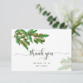 エレガントなオリーブグリーンのサンキューカード サンキューカード (スタンド正面)