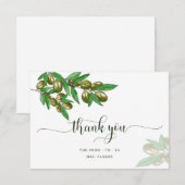 エレガントなオリーブグリーンのサンキューカード サンキューカード (正面/裏面)