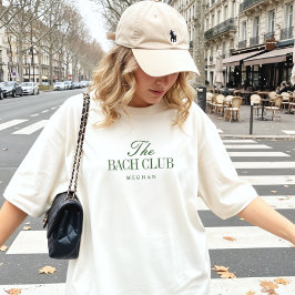 エレガントなオリーブグリーンのバチェラー名 "Bach Club" Tシャツ