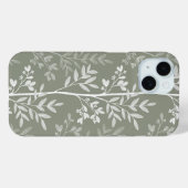 エレガントなオリーブグリーンの花のシルエット Case-Mate iPhoneケース (裏面 (横))