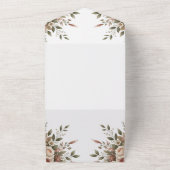 エレガントなオリーブグリーン＆ホワイトの花柄ベビーシャワー オールインワン招待状 (外側)