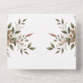 エレガントなオリーブグリーン＆ホワイトの花柄ベビーシャワー オールインワン招待状 (裏面)