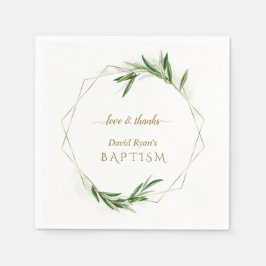 エレガントなオリーブゴールドボーイバプテスマ スタンダードカクテルナプキン