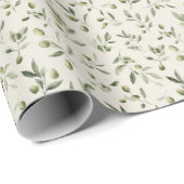 エレガントなオリーブブランチグリーンギフト ラッピングペーパー (ロールコーナー)