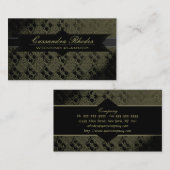 エレガントなオリーブ色及び黒の名刺 名刺 (正面/裏面)