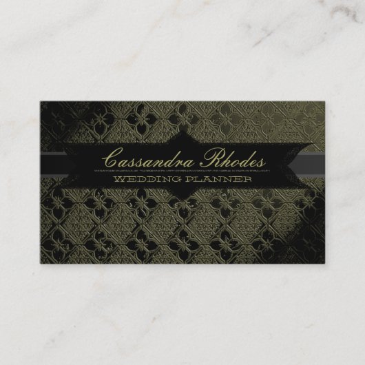 エレガントなオリーブ色及び黒の名刺 名刺 (正面)