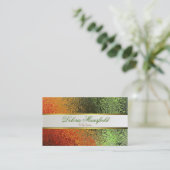 エレガントなオレンジおよび緑ホイルの一見の名刺 名刺 (スタンド正面)