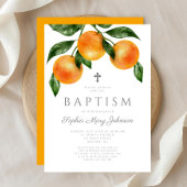 エレガントなオレンジの女の子の洗礼式 招待状